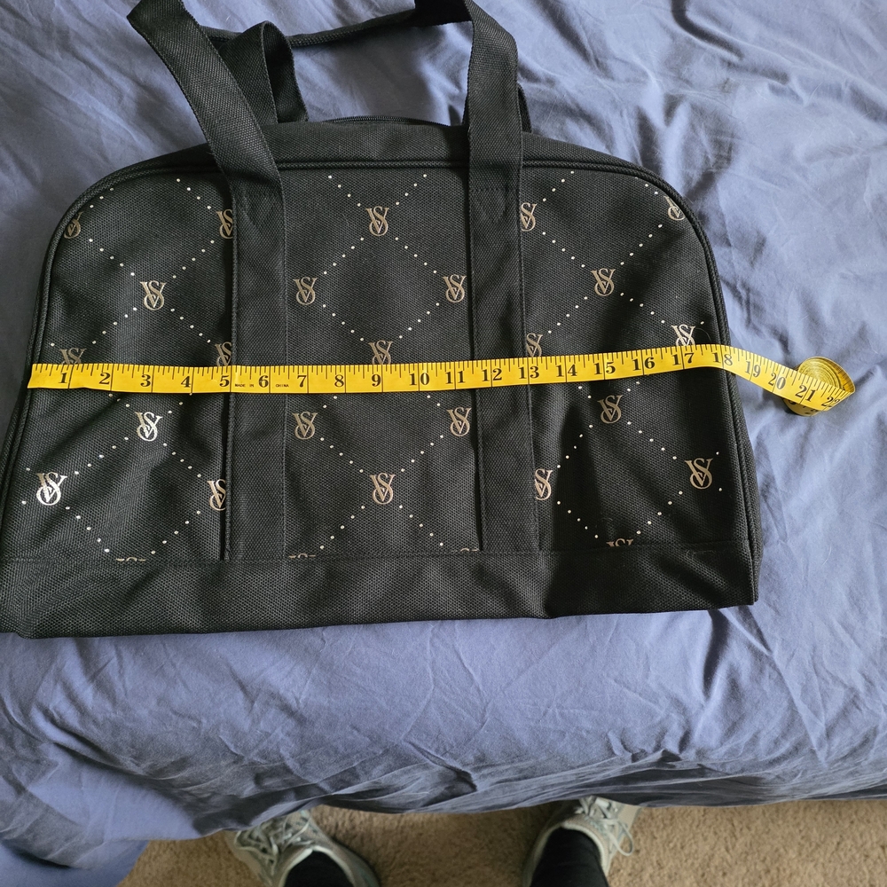 Victoria's Secret Black Travel Bag with Gold Accents